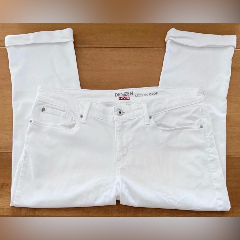 Levi Denizen White Modern Crop Cuffed Jeans Capri Denim sz 16/waist 33 EUC - Picture 3 of 12